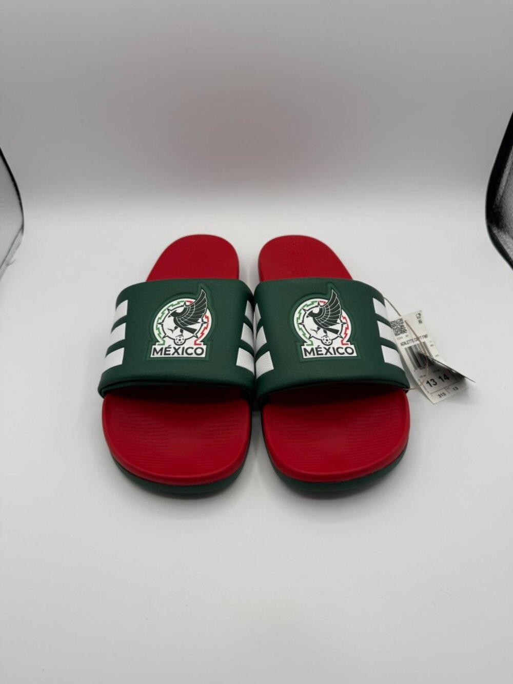 Adidas Adilette Comfort 2.0 Mexico Slide Sandals Mens Size 13 Green Futbol NEW
